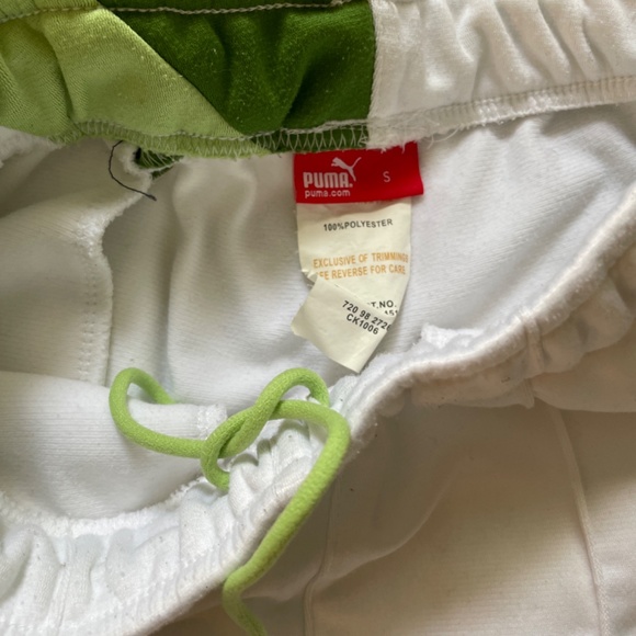 Puma White Track Pants With Green Stripes S - Picture 5 of 6